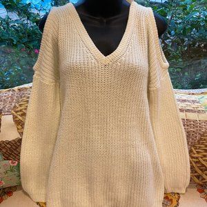 White Shoulder-less Sweater